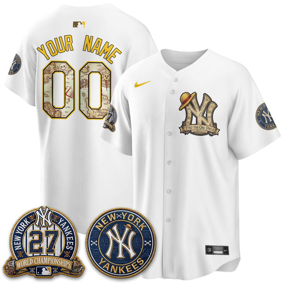New York Yankees x OP Japanese Cartoon Limited Custom Jersey -  Stitched