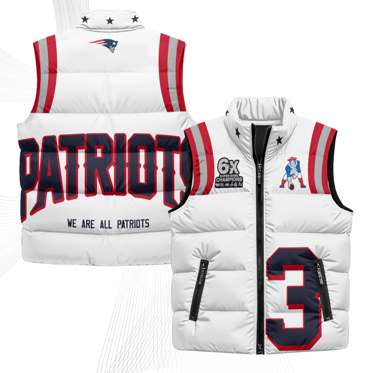 New England Patriots Rivalries Puffer Vest - Printed