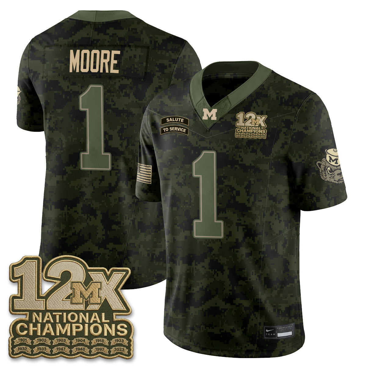 Michigan Wolverines 2026 Salute to Service Vapor Jersey - Stitched
