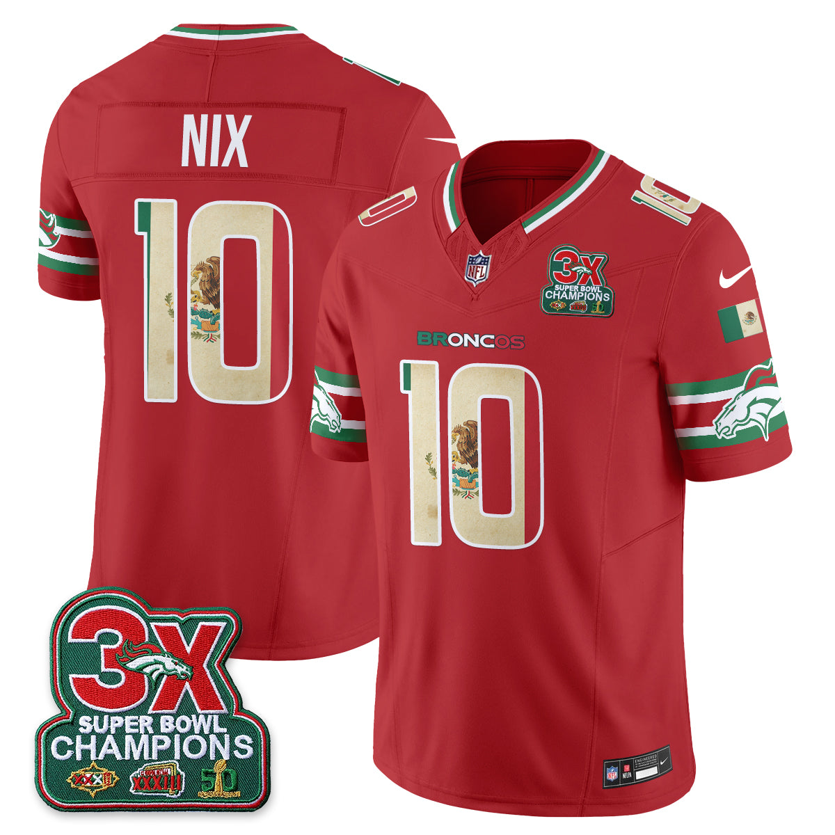 Denver Broncos Mexico Edition Vapor Jersey - Stitched