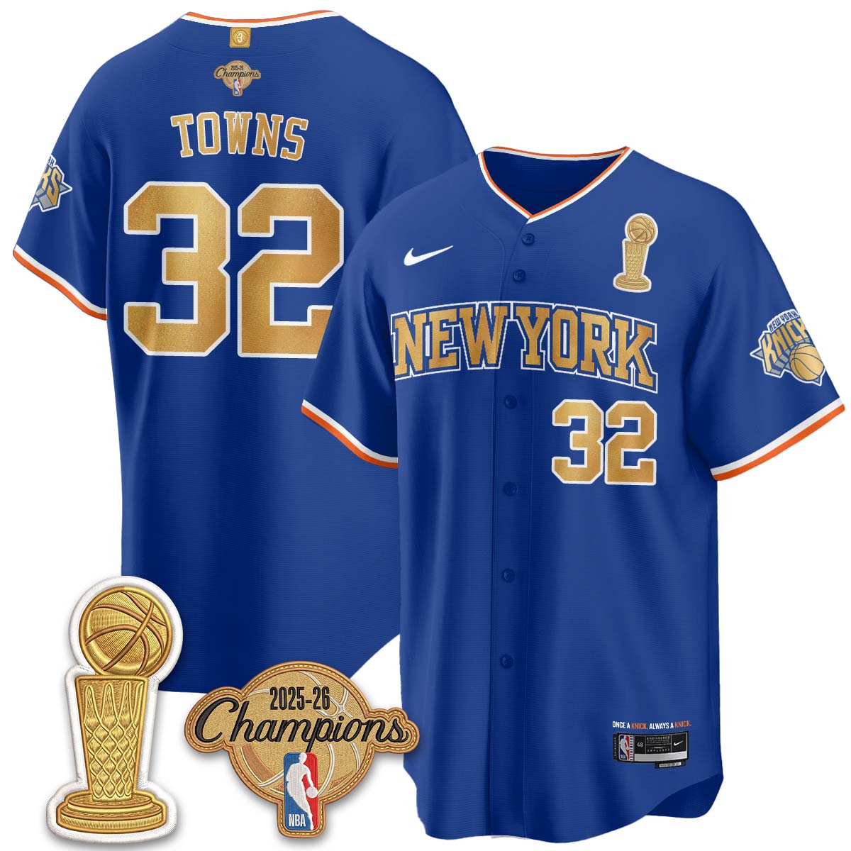 NYK Champions Night Baseball Vapor Jersey - Stitched