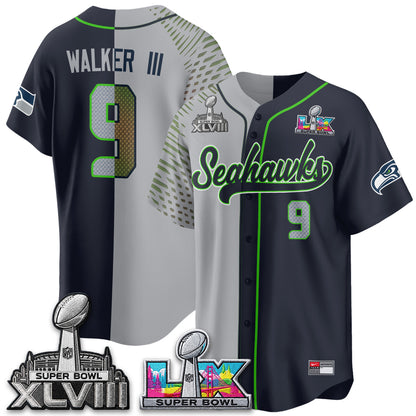 Seattle Seahawks S.Bowl Champs Split Baseball Vapor Jersey V2- Stitched