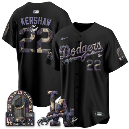 Los Angeles Dodgers Nightmare Edition Vapor Jersey - Printed
