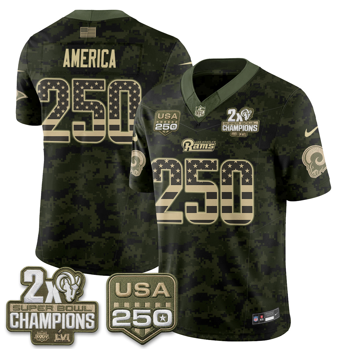 Los Angeles Rams 2026 Salute To Service Vapor Jersey - All Stitched
