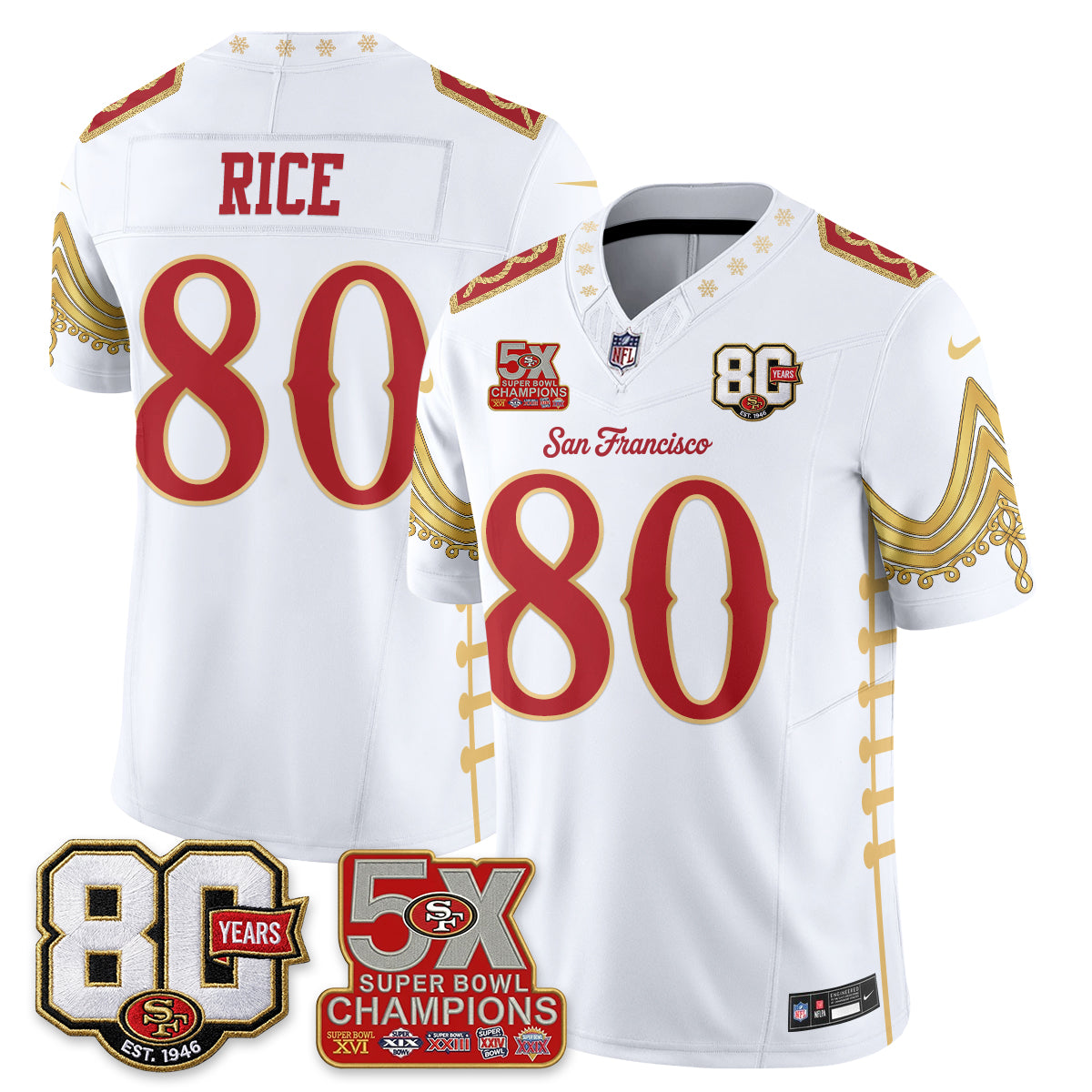 San Francisco 49ers Xmas Nutcracker Edition Vapor Jersey - Stitched