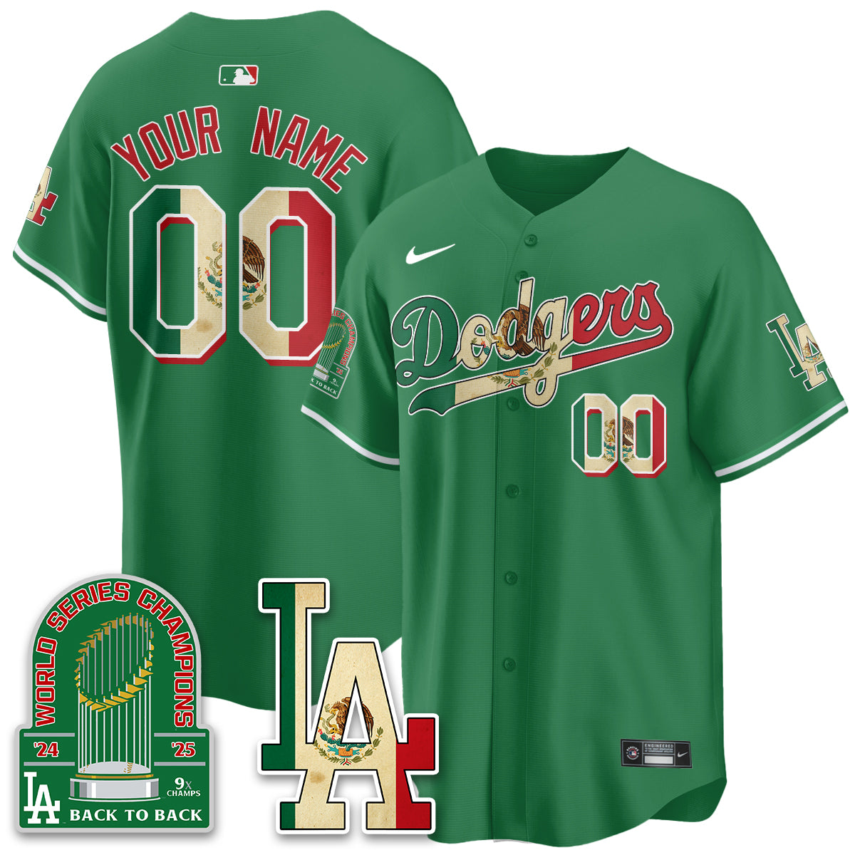 Los Angeles Dodgers Mexico Style Vapor Custom Jersey - Stitched