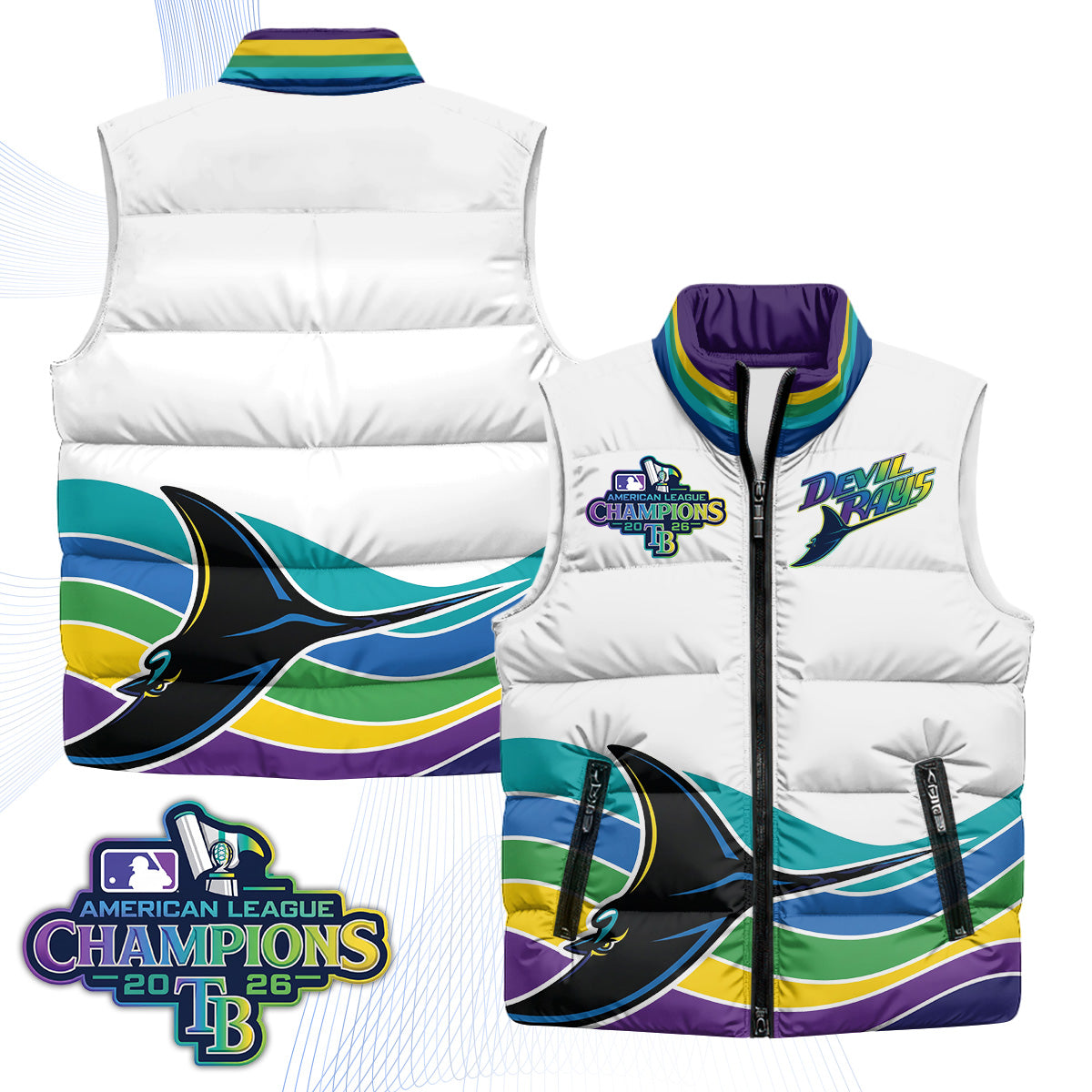 Tampa Bay Rays 2026 AL Champions Limited Puffer Vest - Printed
