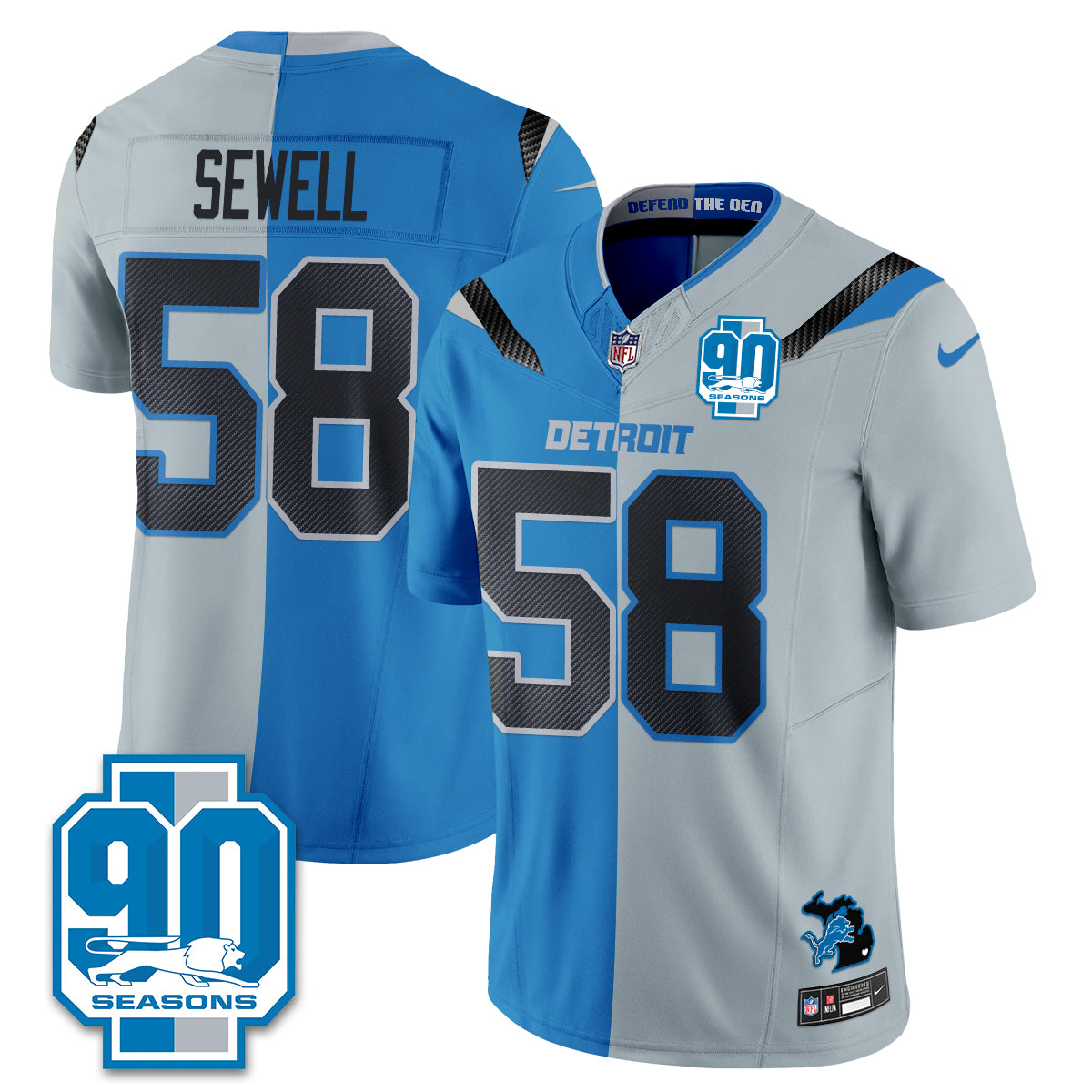 DET Rivalries Split Edition Vapor Jersey - Stitched
