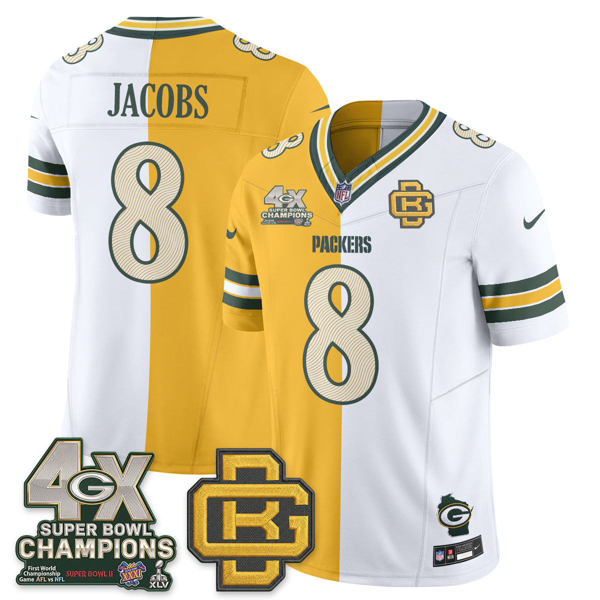 GB Rivalries Split Edition Vapor Jersey - Stitched