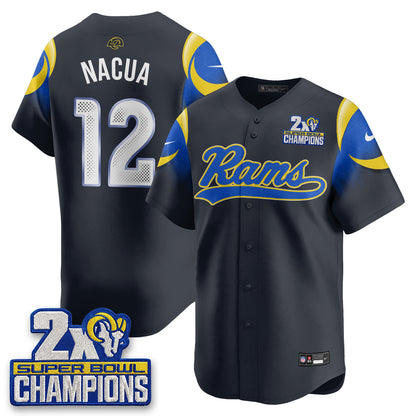 Los Angeles Rams 2X Champs Rivalries Baseball Vapor Jersey - Stitched