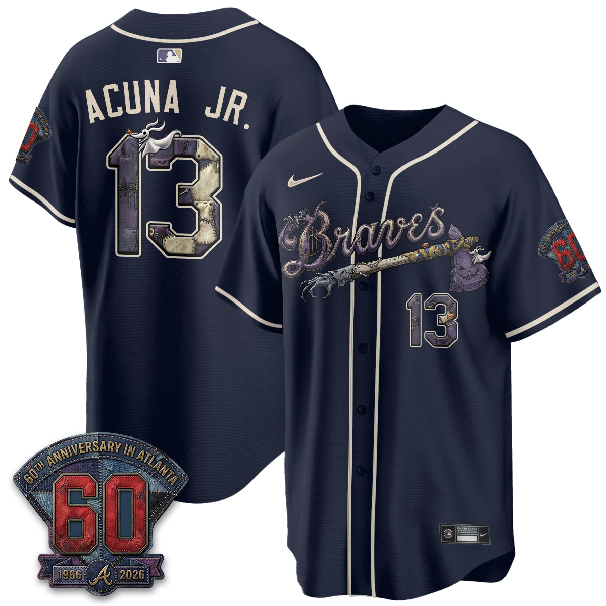 Atlanta Braves Nightmare Edition Vapor Jersey - Stitched