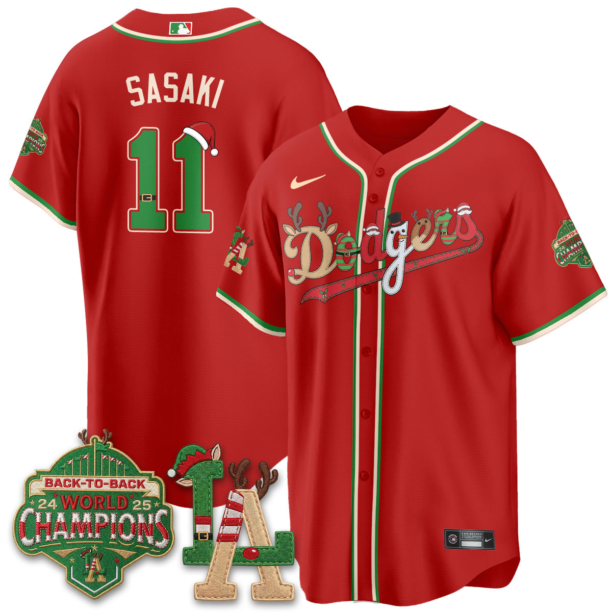 Los Angeles Dodgers 2026 Christmas Edition Vapor Jersey- Stitched