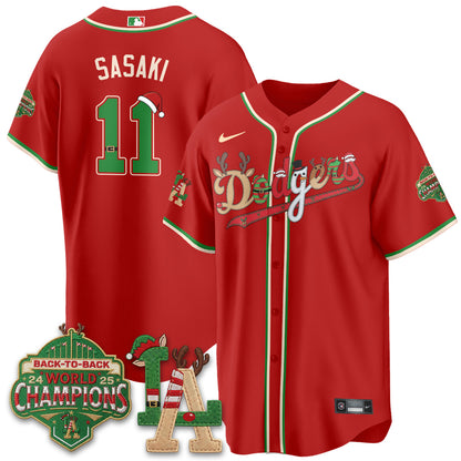 Los Angeles Dodgers 2026 Christmas Edition Vapor Jersey- Stitched