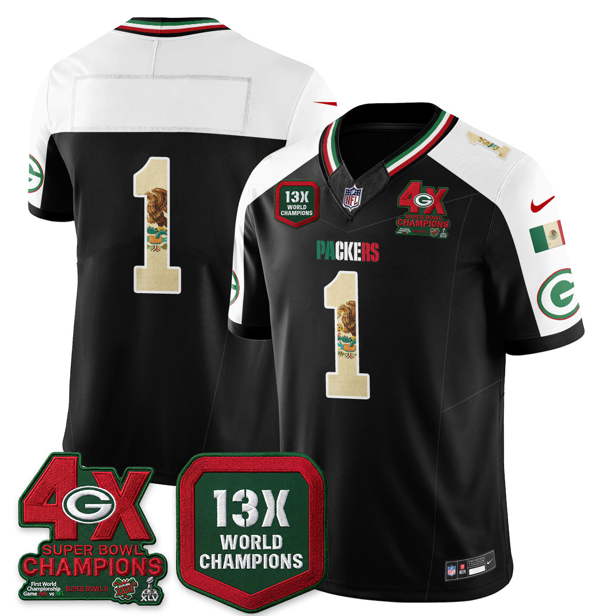 Green Bay Packers Mexico Edition Vapor Jersey - Stitched