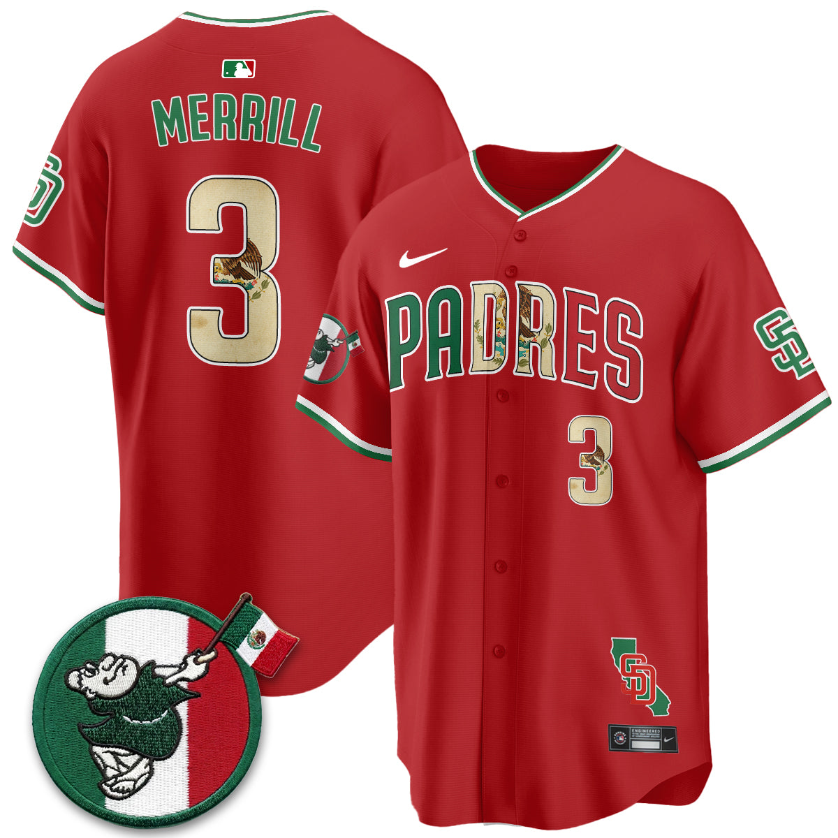 San Diego Padres Mexico Style Vapor Jersey - Stitched