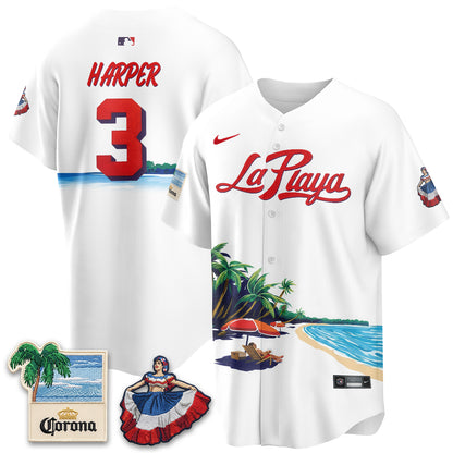 Philadelphia Phillies Beach Connect "La Playa" Edition Vapor Jersey- Patch Stitched