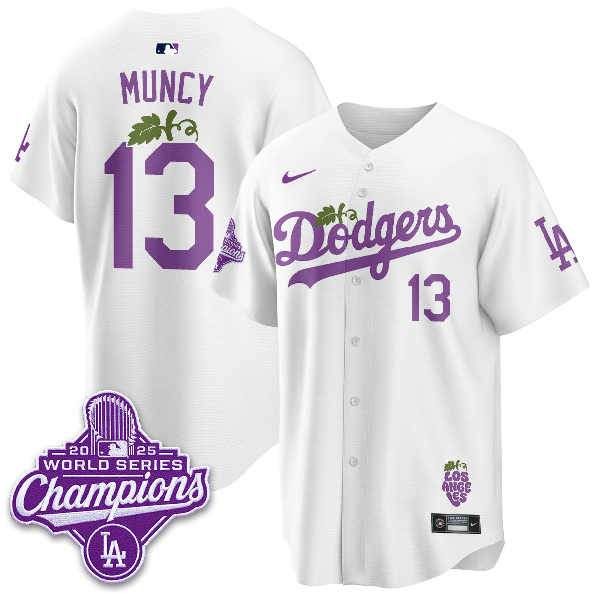Los Angeles Dodgers Grape Edition Vapor Jersey - Stitched