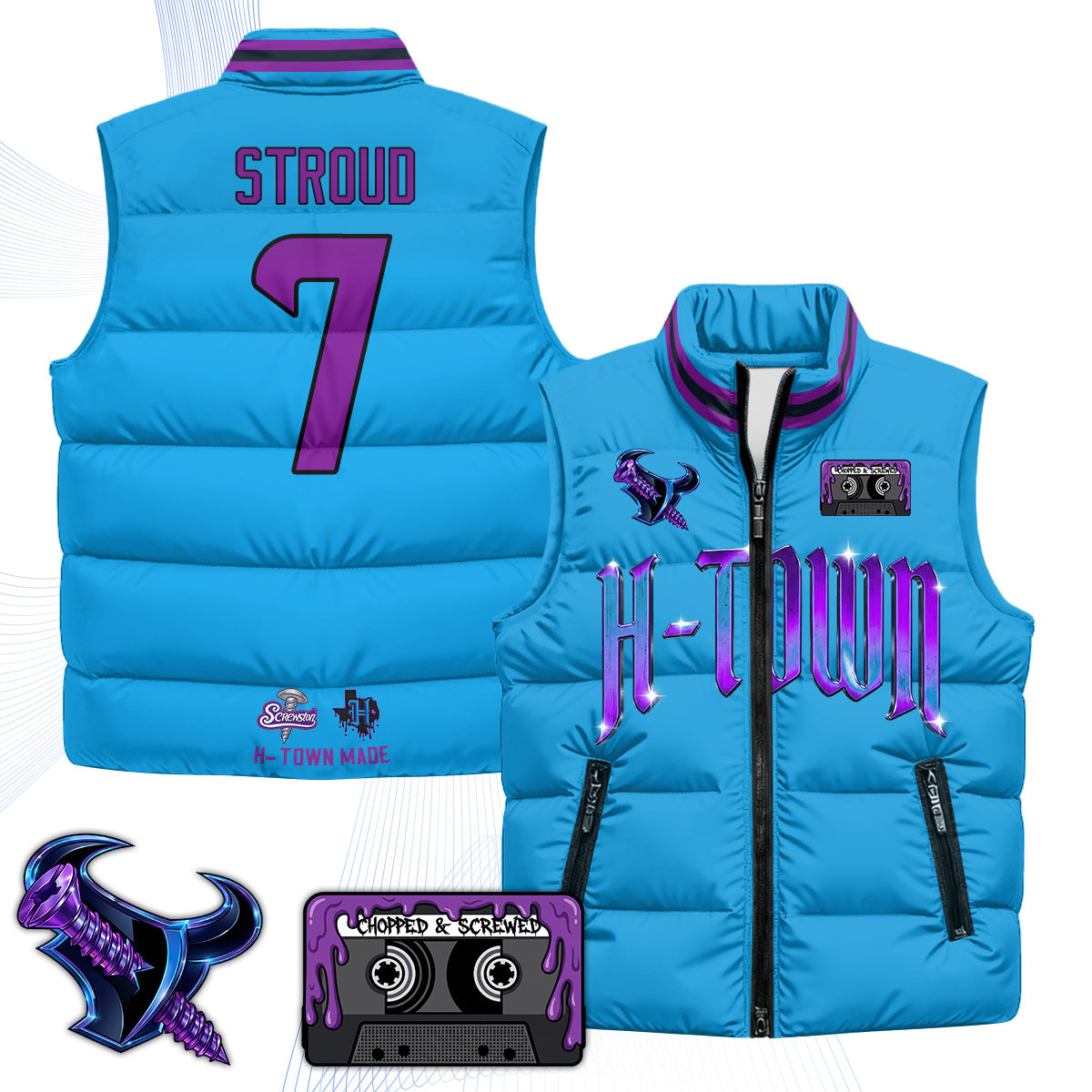 HOU "Screwcity" Puffer Vest - Printed