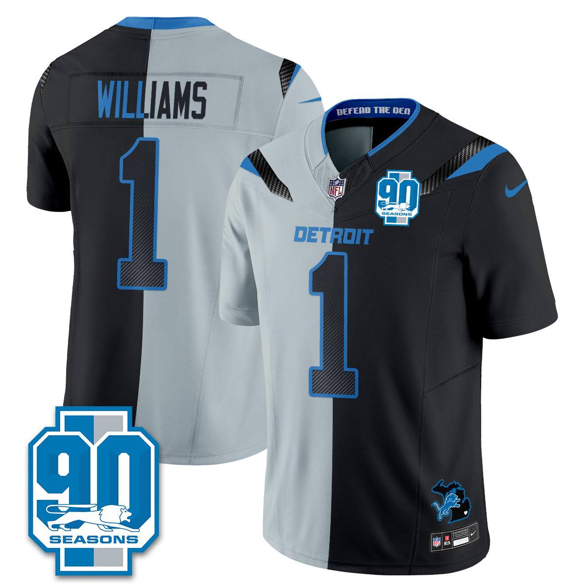 DET Rivalries Split Edition Vapor Jersey - Stitched