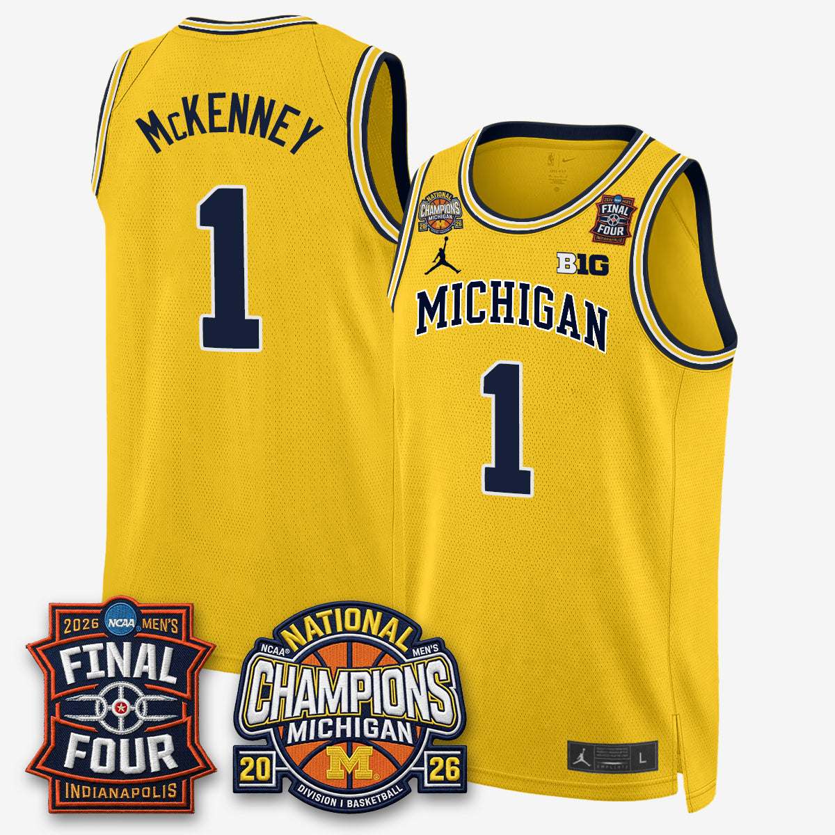MICH Basketball National Champions Big Text Limited Vapor Jersey - All Stitched