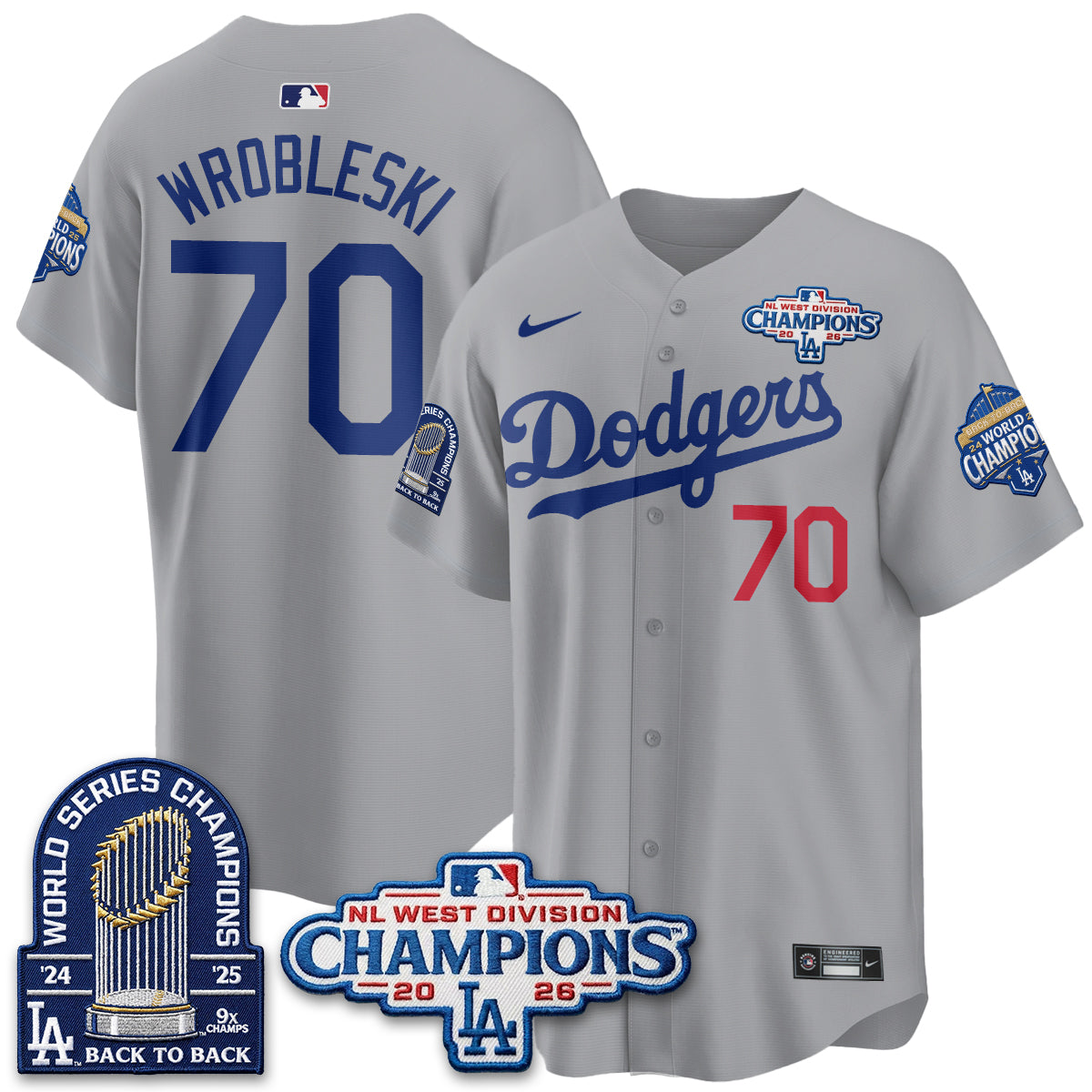 Los Angeles Dodgers 2026 NL West Champs Vapor Jersey- Stitched
