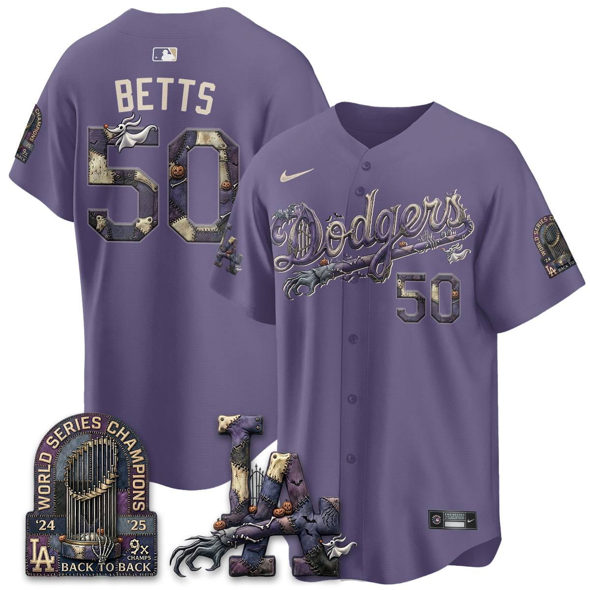 Los Angeles Dodgers Nightmare Edition Vapor Jersey - Printed