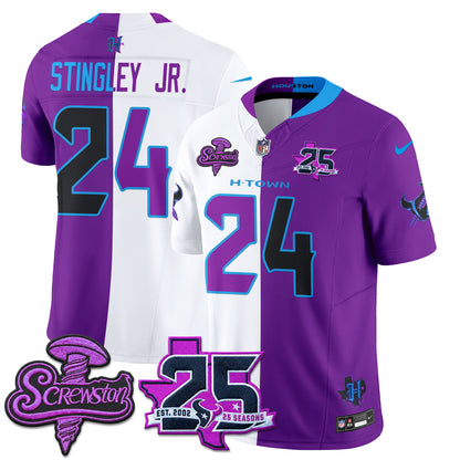 Houston Texans DJ Screw Split Vapor Jersey - Stitched