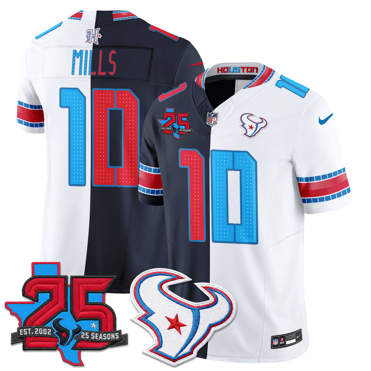 Houston Texans 2026 Rivalries Split Vapor Jersey - Stitched