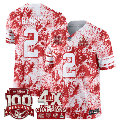New York Giants 4X Champs Blood Splash Edition Vapor Jersey - Stitched