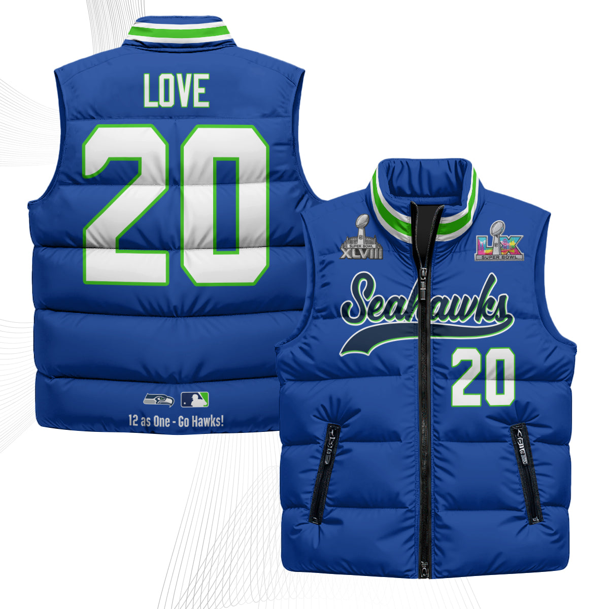 SEA S.Bowl Champs Puffer Vest - Printed