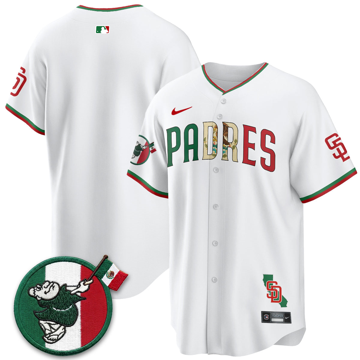 San Diego Padres Mexico Style Vapor Jersey - Stitched