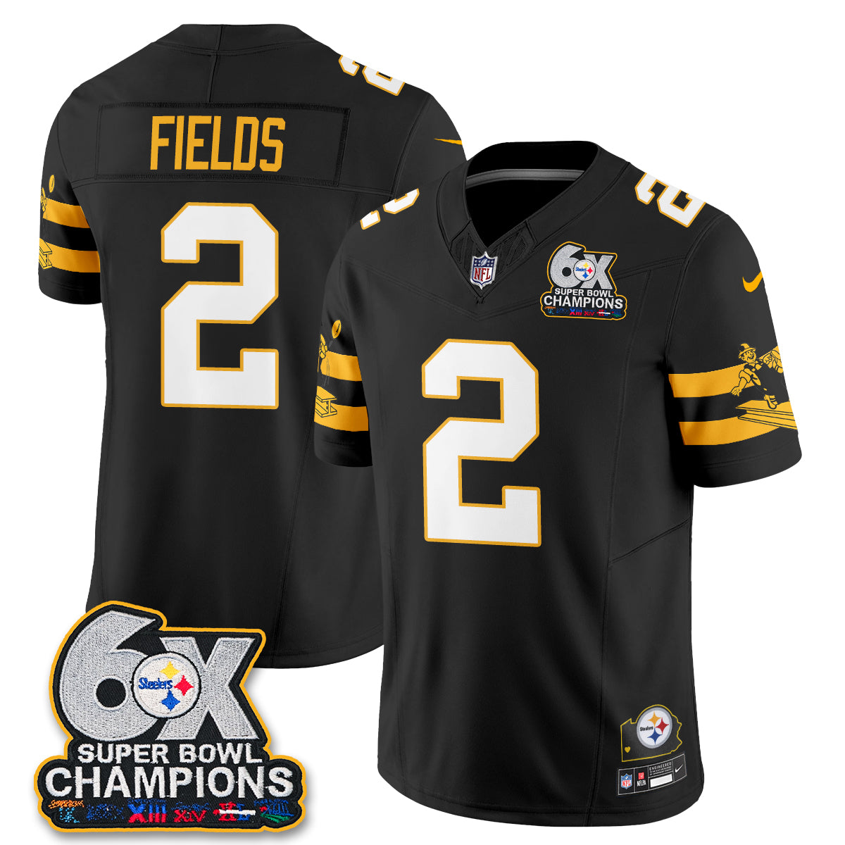 Pittsburgh Steelers 6X Champs Throwback V2 Vapor Jersey - Stitched