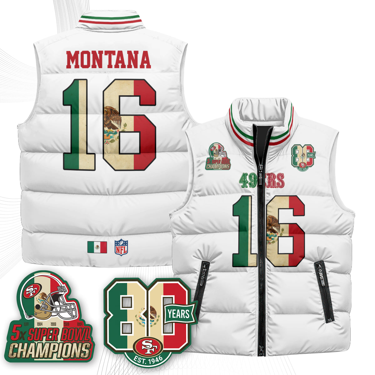 SF Mexico Style Puffer Vest - Printed