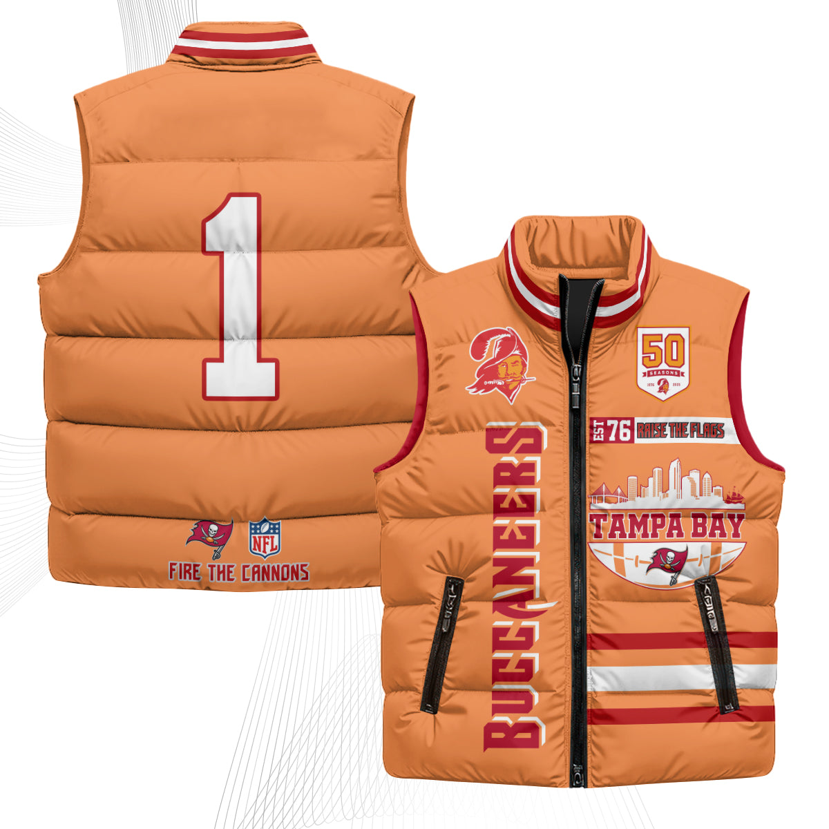 TB "Raise the Flags" Puffer Vest - Printed