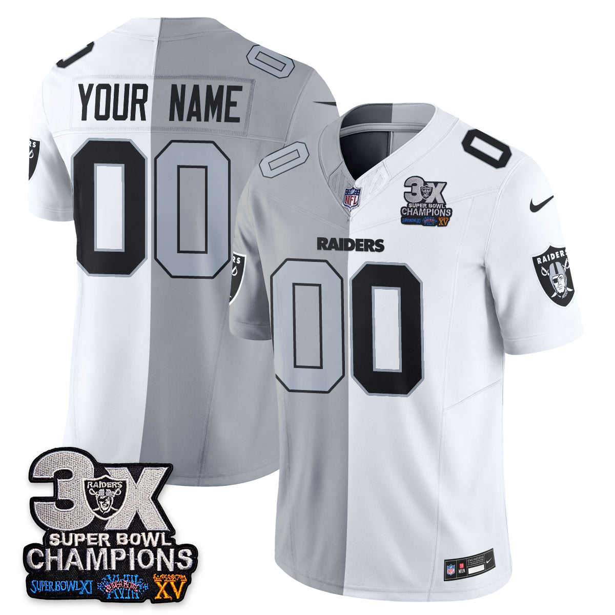 Las Vegas Raiders Split Edition Vapor Custom Jersey - Stitched