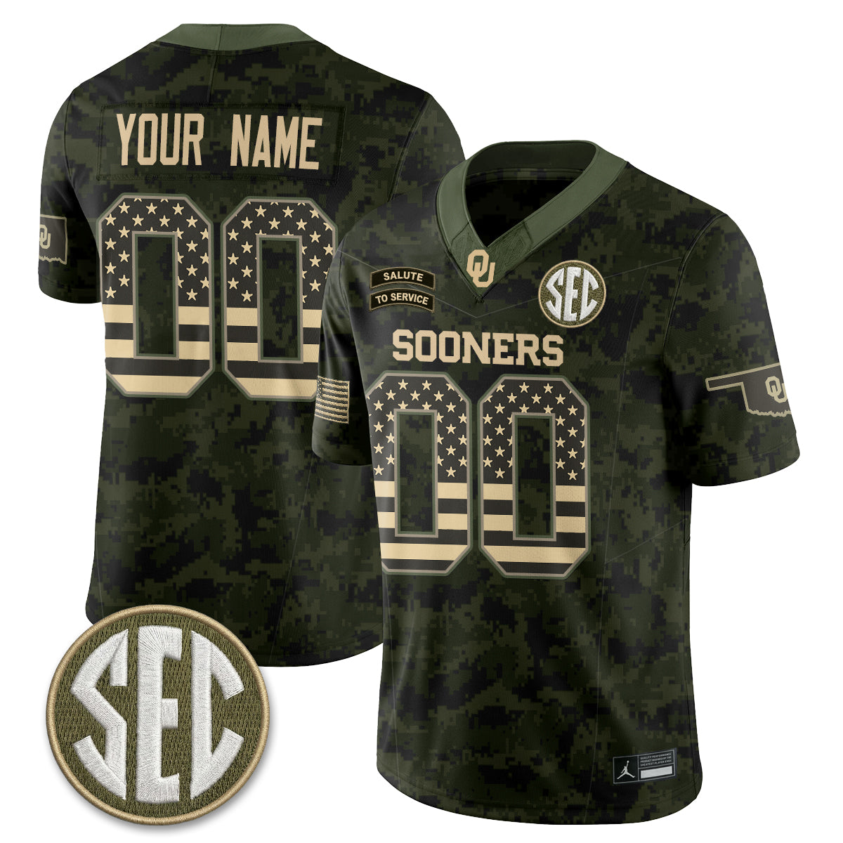 Oklahoma Sooners 2026 Salute to Service Vapor Custom Jersey - Stitched