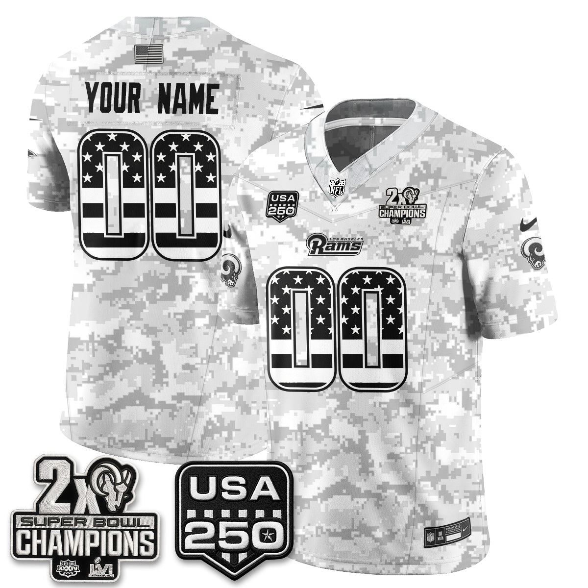 Los Angeles Rams 2026 Salute To Service Vapor Custom Jersey - All Stitched