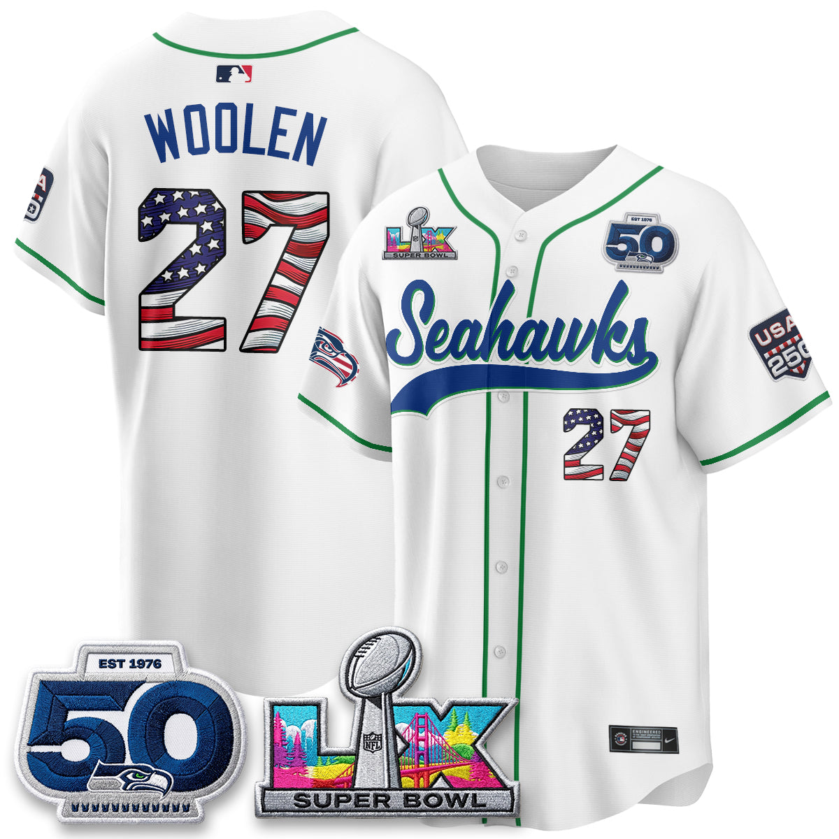 SEA SB LX Champs America Edition Vapor Baseball Jersey - Stitch