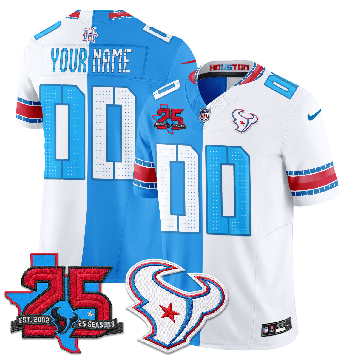 Houston Texans 2026 Rivalries Split Vapor Custom Jersey - Stitched