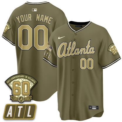 ATL New Era Olive 2026 Armed Forces Day Vapor Limited Custom Jersey - All Stitched
