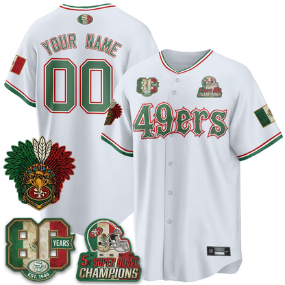 San Francisco 49ers Mexico Edition Baseball Vapor Custom Jersey - Stitched