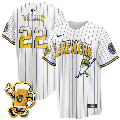 Milwaukee Brewers "Pitcher & Pint" Edition Vapor Jersey V2 - Stitched
