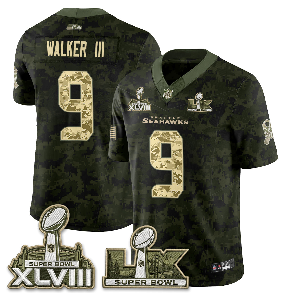 Seattle Seahawks 2026 Salute to Service Edition Vapor Jersey V2- Stitched