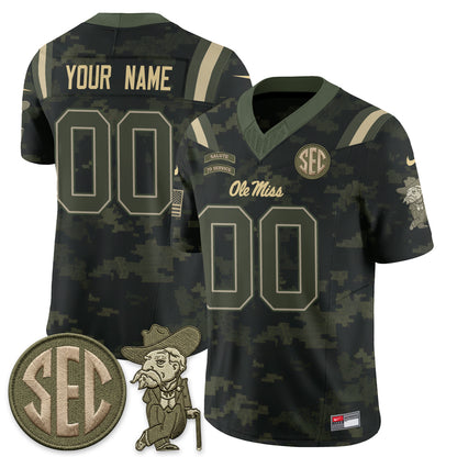 Ole Miss Rebels 2026 Salute to Service Vapor Custom Jersey - Stitched