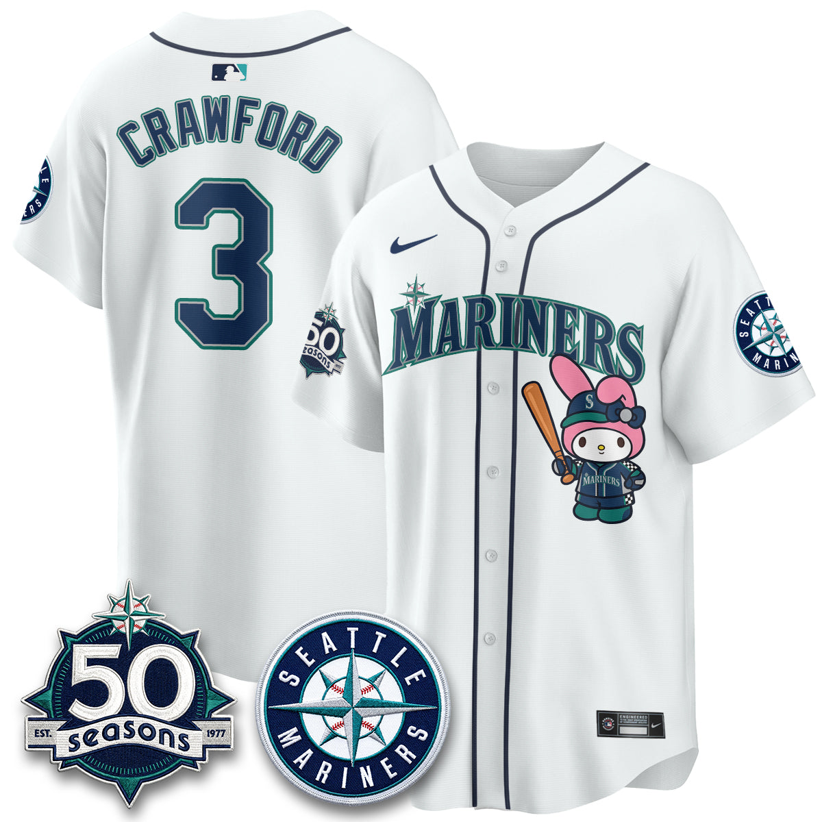 Seattle Mariners x  Pink Sanrio Friend Vapor Jersey - Stitched