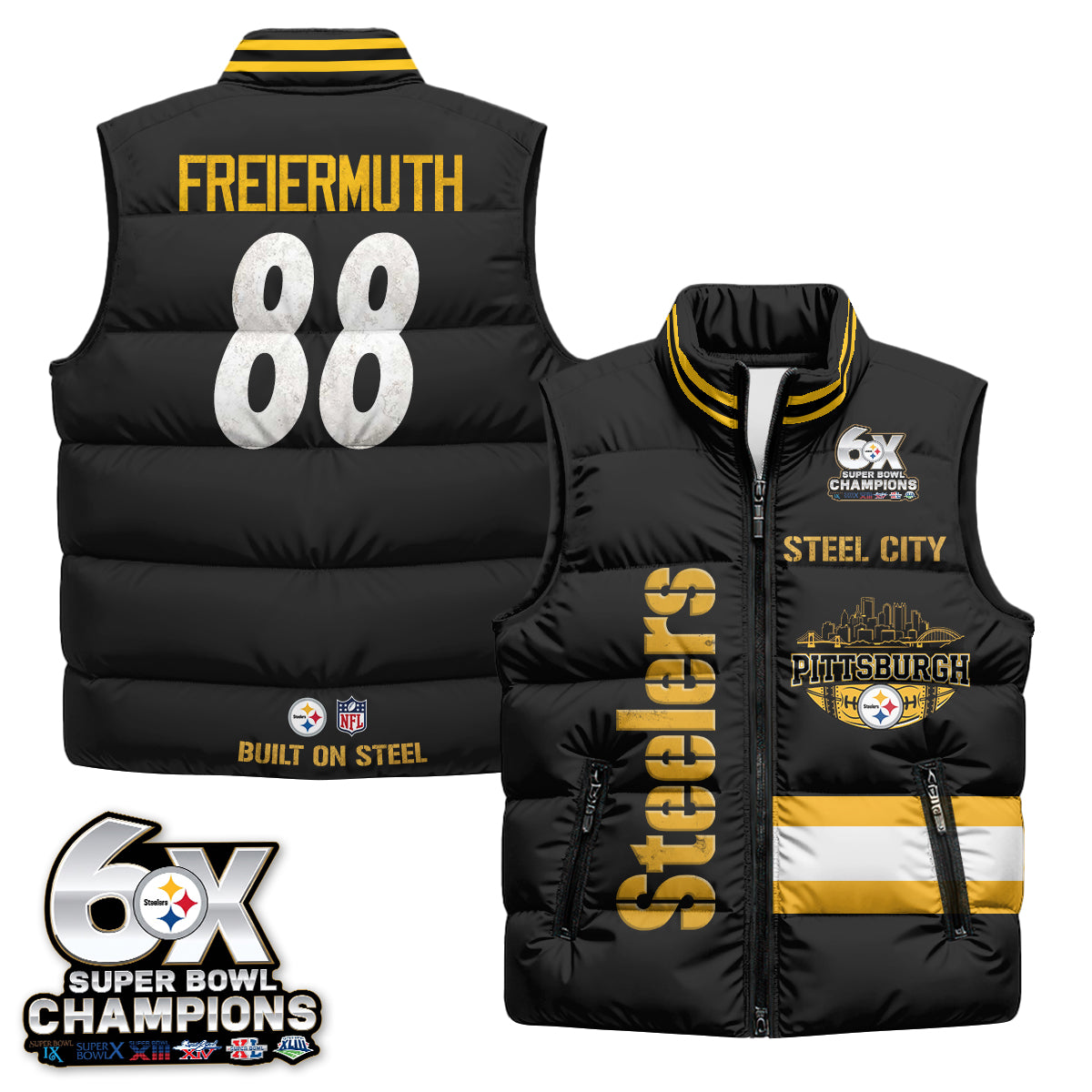 PIT "Steel City" Puffer Vest - Printed