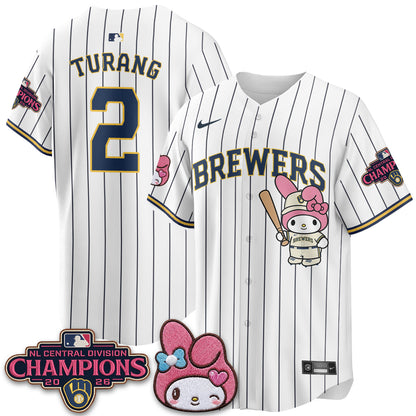 Milwaukee Brewers NL Central Champs x Pink Sanrio Friend  Vapor Jersey - Stitched