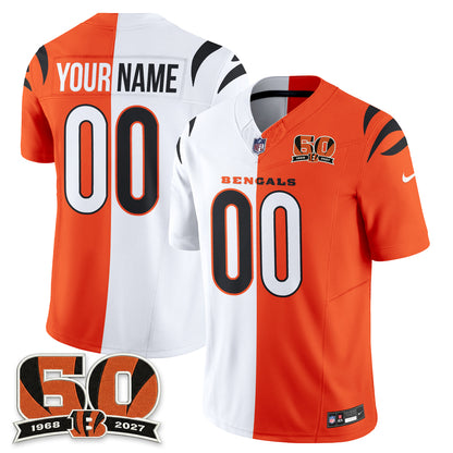 Cincinnati Bengals Split Edition Vapor Custom Jersey - Stitched