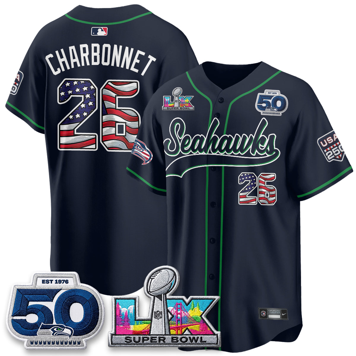 SEA SB LX Champs America Edition Vapor Baseball Jersey - Stitch