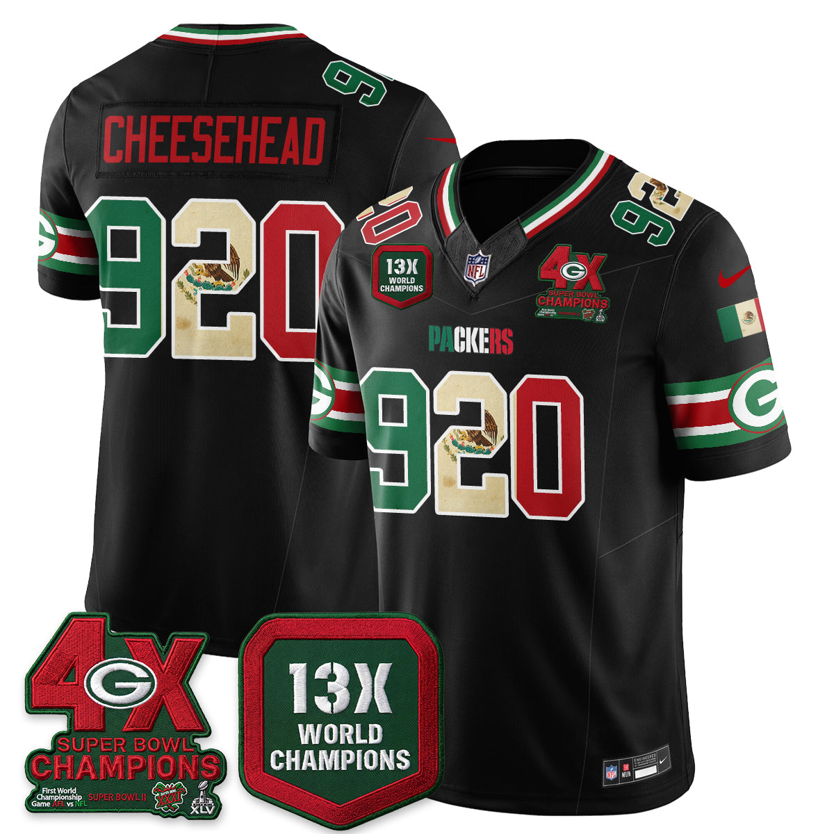 Green Bay Packers Mexico Edition Vapor Jersey - Stitched